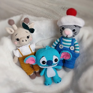 Kiárusitás! Őzike,Jeremy cica és stich egy csomagban!, Játék & Sport, Plüssállat & Játékfigura, Más figura, Horgolás, MESKA