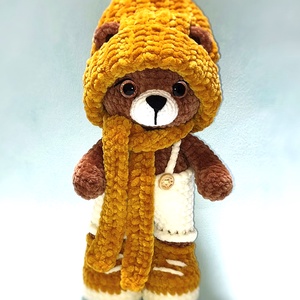 Horgolt maci téli sapkában - Meska.hu