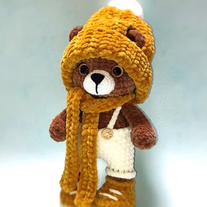 Horgolt maci téli sapkában - játék & sport - plüssállat & játékfigura - maci - Meska.hu