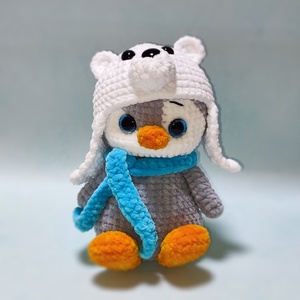 Horgolt pingvin jegesmedve sapkában, Játék & Sport, Plüssállat & Játékfigura, Plüss mesefigurák, Horgolás, MESKA