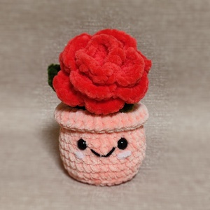 Horgolt cserepes rózsa - játék & sport - plüssállat & játékfigura - más figura - Meska.hu