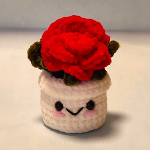 Horgolt cserepes rózsa - játék & sport - plüssállat & játékfigura - más figura - Meska.hu