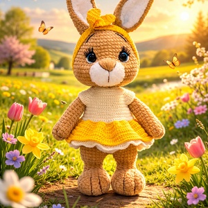 Horgolt plüss nyuszilány - Meska.hu