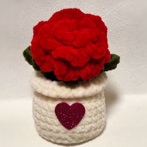 Horgolt cserepes rózsa - játék & sport - plüssállat & játékfigura - más figura - Meska.hu