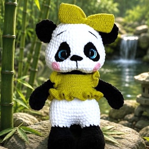 Horgolt plüss panda maci - Meska.hu
