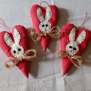 Húsvéti nyuszikás szivek függődísz - otthon & életmód - dekoráció - fali és függő dekoráció - függődísz - Meska.hu