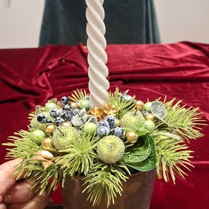 Karácsonyi bögredísz gyertyával - karácsony - adventi díszek - adventi asztaldísz - Meska.hu