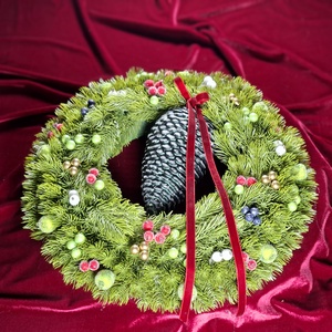 Nagyméretű tobozzal díszített karácsonyi kopogtató, Karácsony, Karácsonyi lakásdekoráció, Karácsonyi ajtódíszek, Mindenmás, Virágkötés, MESKA