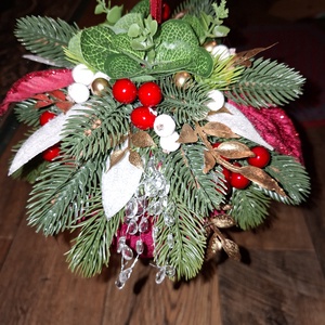 Nagyméretű, gazdagon díszített bordó bársony függődísz - karácsony - karácsonyi lakásdekoráció - karácsonyi lakásdíszek - Meska.hu