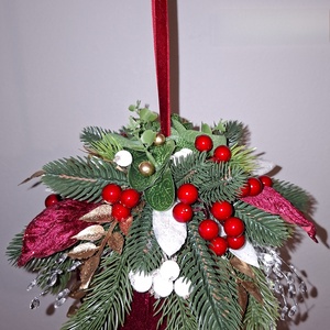Nagyméretű, gazdagon díszített bordó bársony függődísz - karácsony - karácsonyi lakásdekoráció - karácsonyi lakásdíszek - Meska.hu