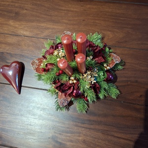 Adventi gyertyás, elegáns asztali dekoráció  - karácsony - adventi díszek - adventi asztaldísz - Meska.hu