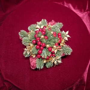 Porcelán tálba készített karácsonyi dekoráció, Karácsony, Adventi díszek, Adventi asztaldísz, Mindenmás, Virágkötés, MESKA