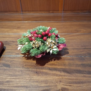 Porcelán tálba készített karácsonyi dekoráció - karácsony - adventi díszek - adventi asztaldísz - Meska.hu