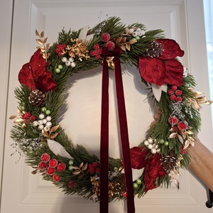 Nagyméretű, gazdagon díszített karácsonyi kopogtató - Meska.hu