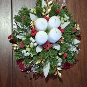 Adventi asztali dekoráció fehér gyertyákkal - karácsony - adventi díszek - adventi asztaldísz - Meska.hu Adventi asztali dekoráció fehér gyertyákkal - karácsony - adventi díszek - adventi asztaldísz - Meska.hu