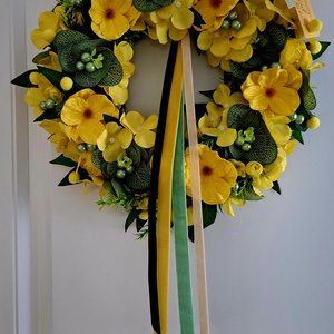 Citromszín, vidám tavaszi, nyári kopogtató  - otthon & életmód - dekoráció - ajtó- és ablak dekoráció - ajtódísz & kopogtató - Meska.hu