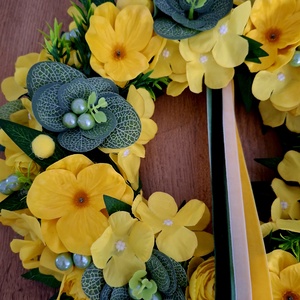 Citromszín, vidám tavaszi, nyári kopogtató  - otthon & életmód - dekoráció - ajtó- és ablak dekoráció - ajtódísz & kopogtató - Meska.hu