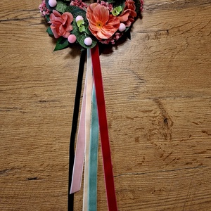 Kedves rózsaszín kopogtató bársonyszalagokkal - otthon & életmód - dekoráció - ajtó- és ablak dekoráció - ajtódísz & kopogtató - Meska.hu