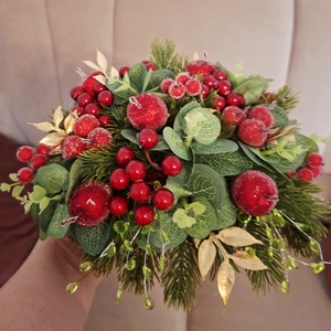 Téli, karácsonyi asztali dekoráció - karácsony - adventi díszek - adventi asztaldísz - Meska.hu