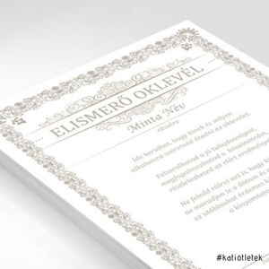 Egyedi szöveggel rendelhető Elismerő oklevél sablon A/4 méret PDF, Otthon & Életmód, Papír, írószer, Oklevél, , MESKA
