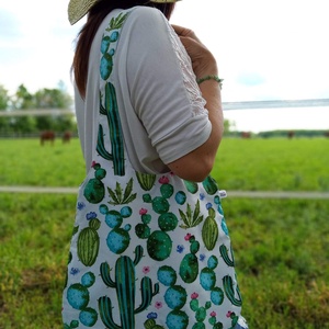 Kaktusz mintás textil táska - táska & tok - bevásárlás & shopper táska - shopper, textiltáska, szatyor - Meska.hu