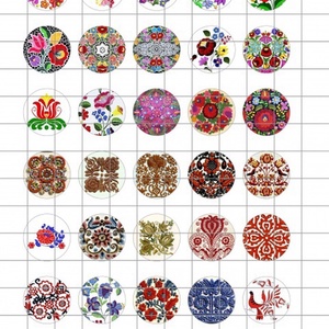 NÉPI MOTÍVUMOK  Kör alakú digitális montázs 30 x 30mm 30db - kellékek & szerszámok - papír - Meska.hu