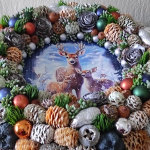 Téli erdő ajtókopogtató - karácsony - karácsonyi lakásdekoráció - karácsonyi ajtódíszek - Meska.hu