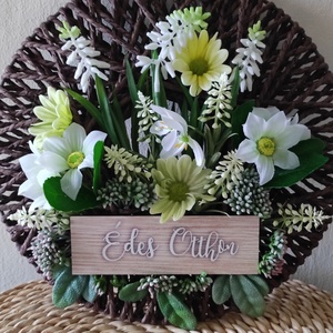 Tavaszi kert ajtókopogtató/fali dísz, Otthon & Életmód, Dekoráció, Ajtó- és ablak dekoráció, Ajtódísz & Kopogtató, Virágkötés, MESKA