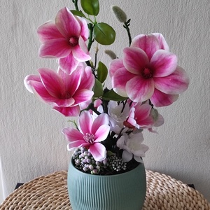 Magnóliák asztaldísz  - otthon & életmód - virágdekoráció - virágdíszek - virágdísz kaspóban - Meska.hu