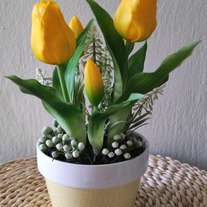 Sárga tulipánok - otthon & életmód - dekoráció - asztal és polc dekoráció - asztaldísz - Meska.hu