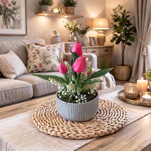 Pink tulipánok - otthon & életmód - dekoráció - asztal és polc dekoráció - asztaldísz - Meska.hu