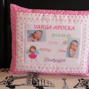 Díszpárna a gyermek születési adataival - otthon & életmód - lakástextil - párna & párnahuzat - Meska.hu