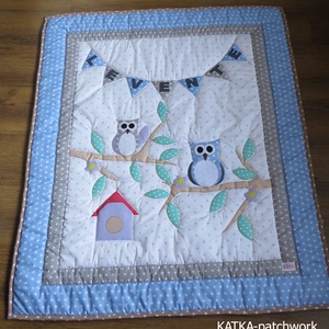 Baglyos patchwork takaró szett - otthon & életmód - babaszoba, gyerekszoba - Meska.hu