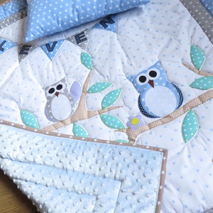 Baglyos patchwork takaró szett - otthon & életmód - babaszoba, gyerekszoba - Meska.hu