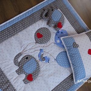 Elefántos patchwork takaró szett - otthon & életmód - babaszoba, gyerekszoba - babatakaró, gyerek pléd - Meska.hu