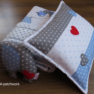 Elefántos patchwork takaró szett - otthon & életmód - babaszoba, gyerekszoba - babatakaró, gyerek pléd - Meska.hu