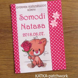 Egészségügyi könyv borító-cica rózsával, Otthon & Életmód, Papír, írószer, Egészségügyi kiskönyv borító, Varrás, MESKA