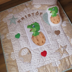 patchwork takaró szett-dínó - otthon & életmód - babaszoba, gyerekszoba - babatakaró, gyerek pléd - Meska.hu