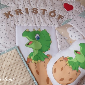 patchwork takaró szett-dínó - otthon & életmód - babaszoba, gyerekszoba - babatakaró, gyerek pléd - Meska.hu