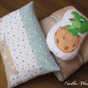 patchwork takaró szett-dínó - otthon & életmód - babaszoba, gyerekszoba - babatakaró, gyerek pléd - Meska.hu