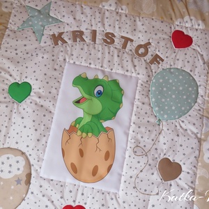 patchwork takaró szett-dínó - otthon & életmód - babaszoba, gyerekszoba - babatakaró, gyerek pléd - Meska.hu