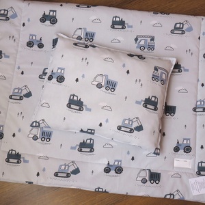 Ovis ágynemű kispárnával-szürke alapon munkagépek, Játék & Sport, Ovis felszerelés, Ovis ágynemű, Varrás, MESKA