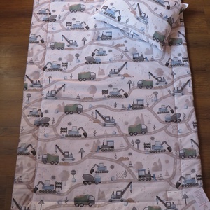 Ovis ágynemű kispárnával-kékes munkagépek - játék & sport - ovis felszerelés - ovis ágynemű - Meska.hu