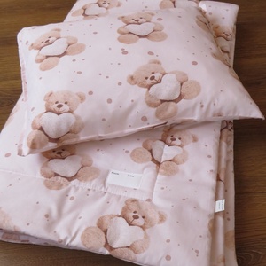 Ovis ágynemű szett-maci szívvel - baba - mama - baba ágynemű - babatakaró, gyerek pléd - Meska.hu