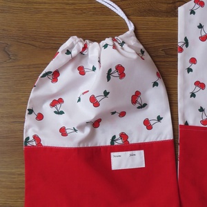 Ovis zsák és torna zsák szett-cseresznye - játék & sport - ovis felszerelés - ovis zsák - Meska.hu