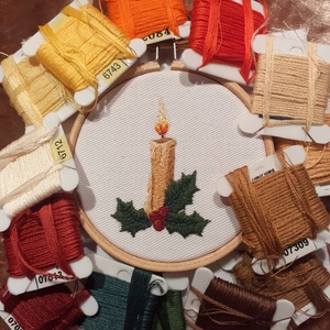 karácsonyi dísz (gyertya), Karácsony, Karácsonyi lakásdekoráció, Karácsonyfadíszek, Hímzés, MESKA