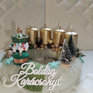 Arany gyertyás adventi  - karácsony - adventi díszek - adventi gyertyadíszek és koszorúdíszek - Meska.hu