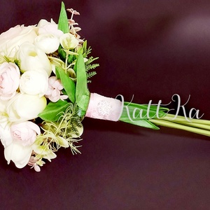 Dús, romantikus menyasszonyi örökcsokor (36x22 cm) - esküvő - menyasszonyi- és dobócsokor - Meska.hu