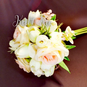 Dús, romantikus menyasszonyi örökcsokor (36x22 cm) - esküvő - menyasszonyi- és dobócsokor - Meska.hu