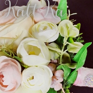 Dús, romantikus menyasszonyi örökcsokor (36x22 cm) - esküvő - menyasszonyi- és dobócsokor - Meska.hu